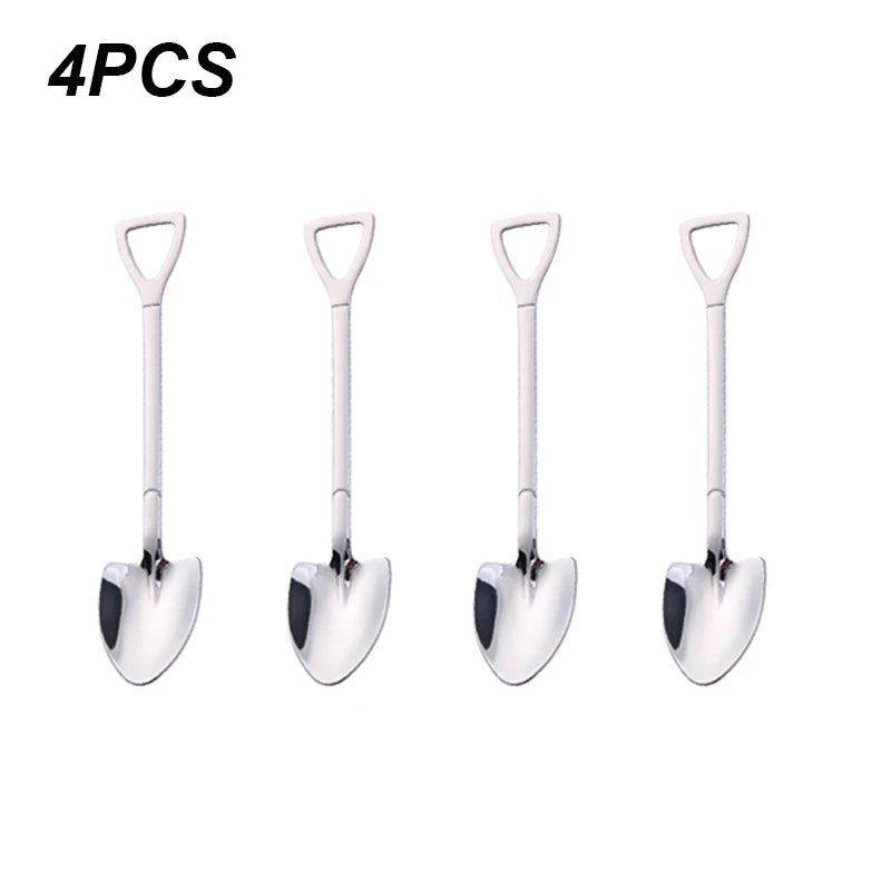 4/8PCS Stainless Steel Coffee Spoon Creative Shovel Shape 