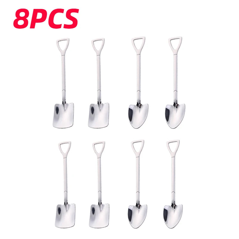 4/8PCS Stainless Steel Coffee Spoon Creative Shovel Shape 