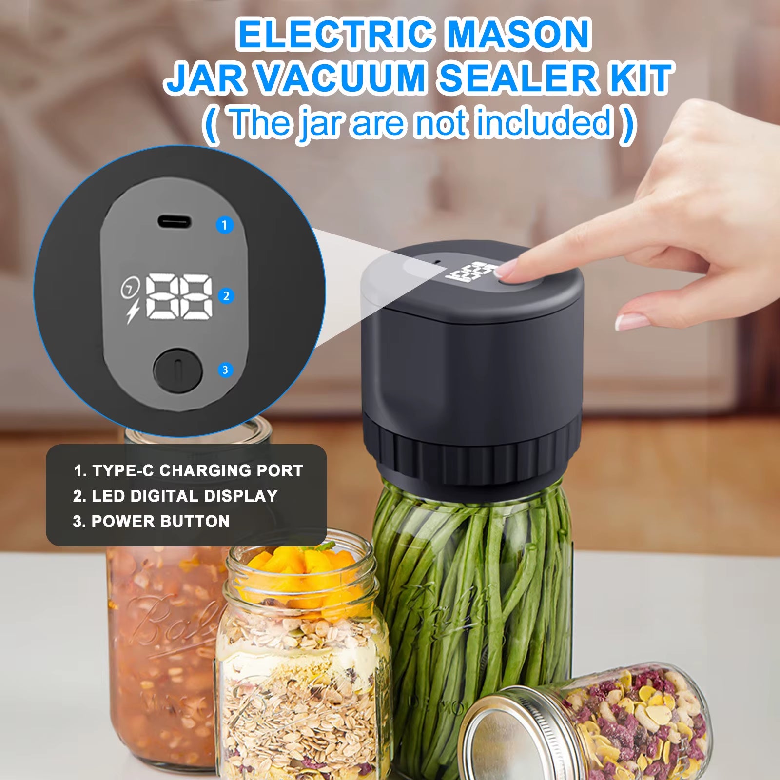 Electric Mason Jar Vacuum Sealer Kit 