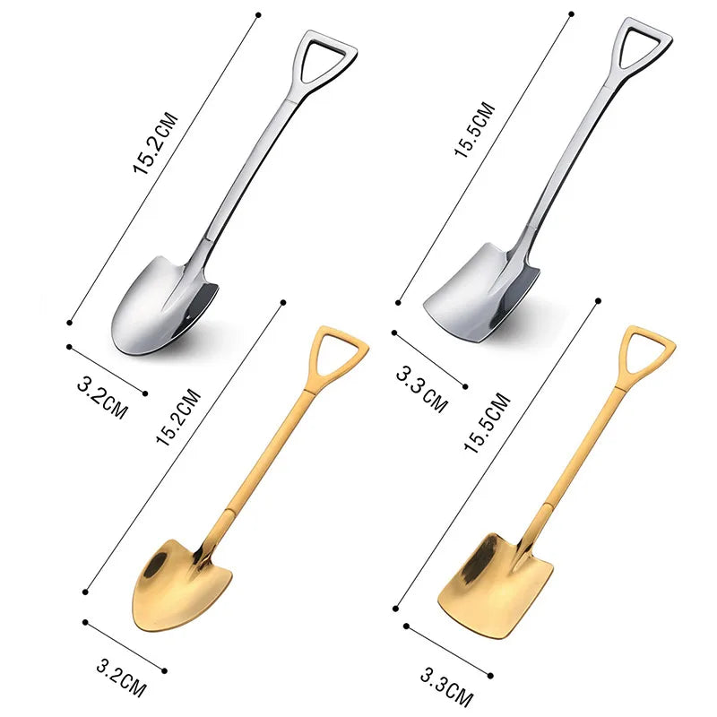 4/8PCS Stainless Steel Coffee Spoon Creative Shovel Shape 