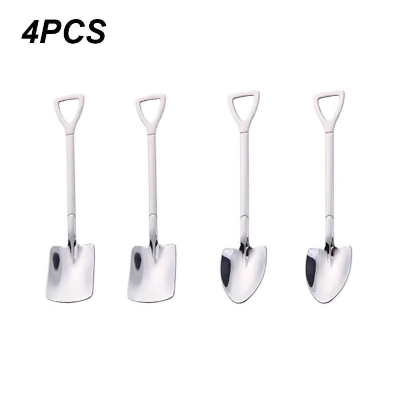 4/8PCS Stainless Steel Coffee Spoon Creative Shovel Shape 