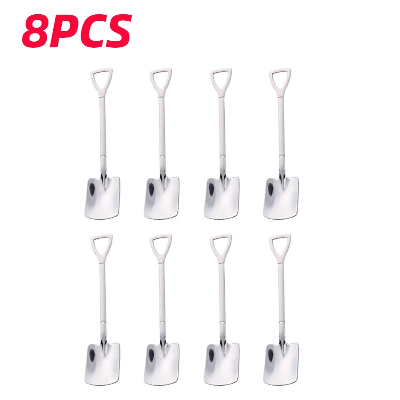 4/8PCS Stainless Steel Coffee Spoon Creative Shovel Shape 