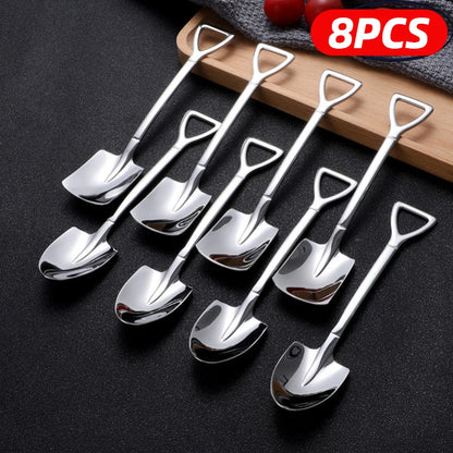 4/8PCS Stainless Steel Coffee Spoon Creative Shovel Shape 