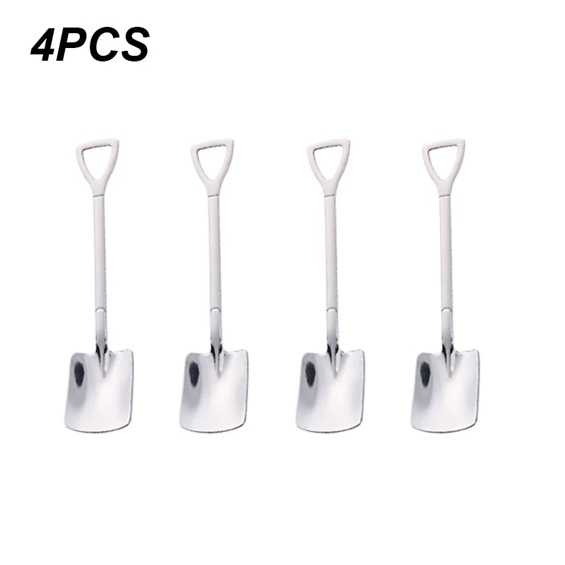 4/8PCS Stainless Steel Coffee Spoon Creative Shovel Shape 